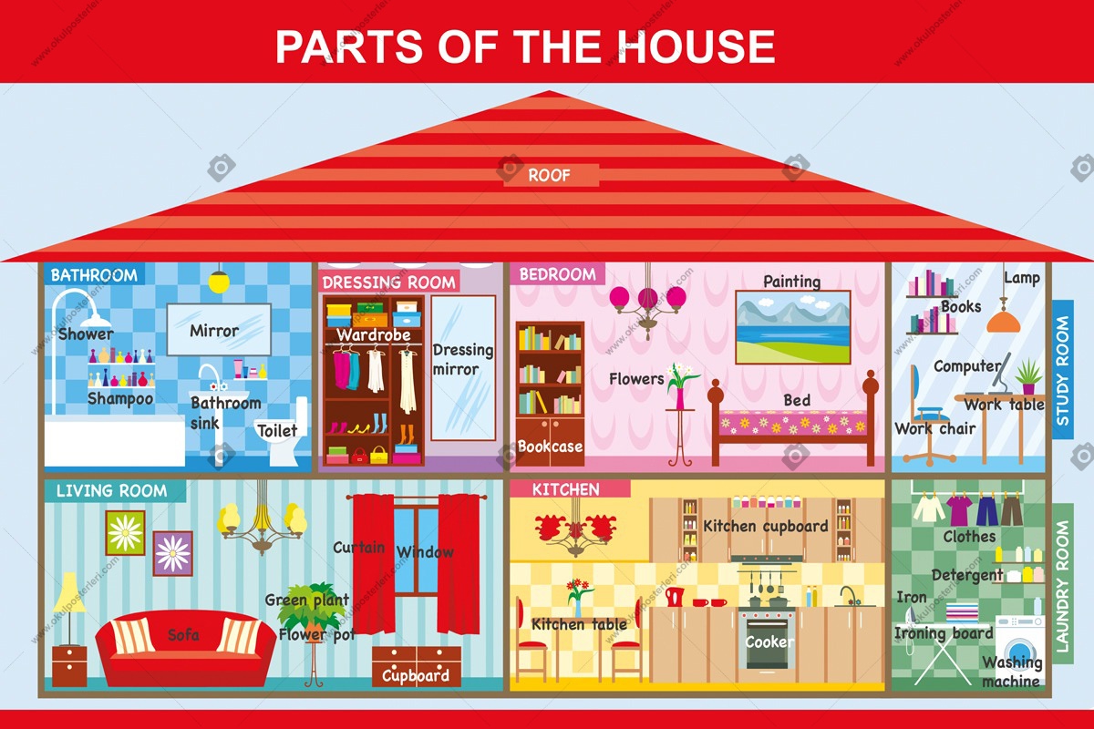 Parts Of The House Okul Posteri