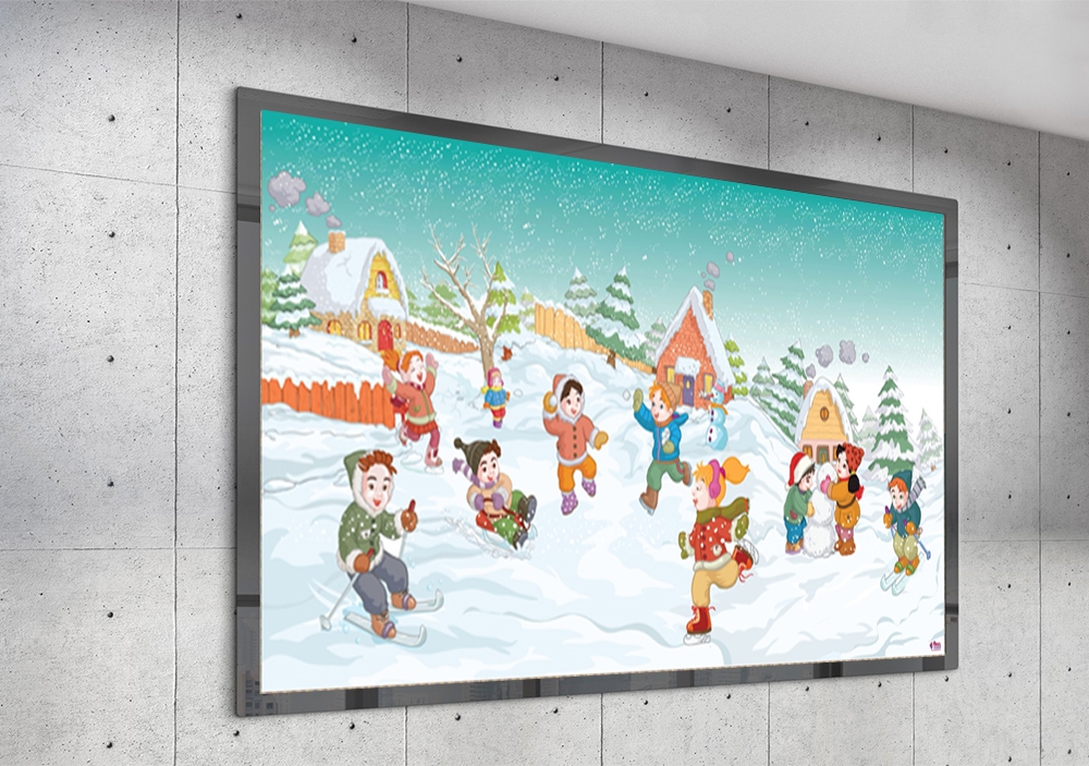 Kış ve Mutlu Çocuklar  Duvar Görseli