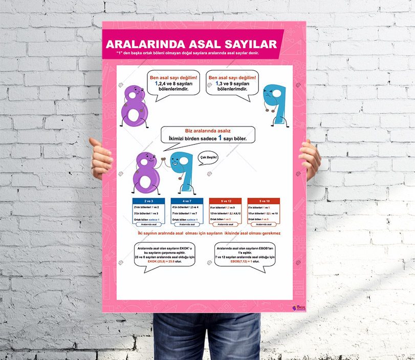 Aralarında Asal Sayılar Matematik Posteri