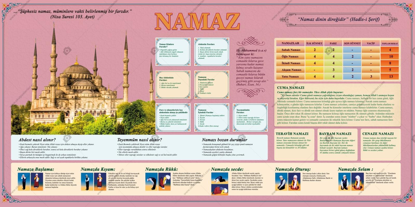 NAMAZ OKUL POSTERİ PEMBE