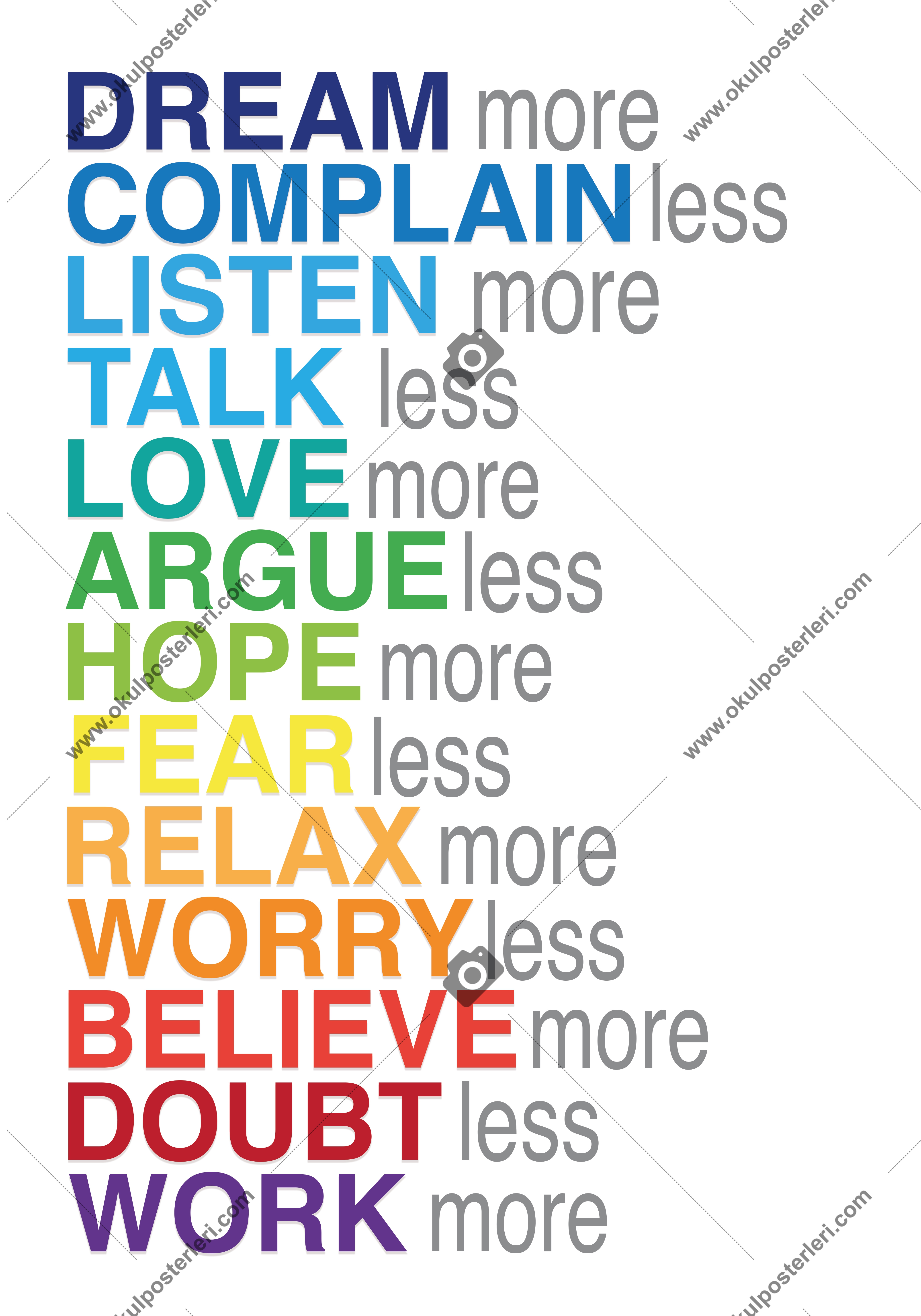 Dream more Worry less Okul Posteri