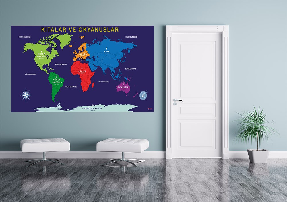 KITALAR VE OKYANUSLAR Okul Posteri