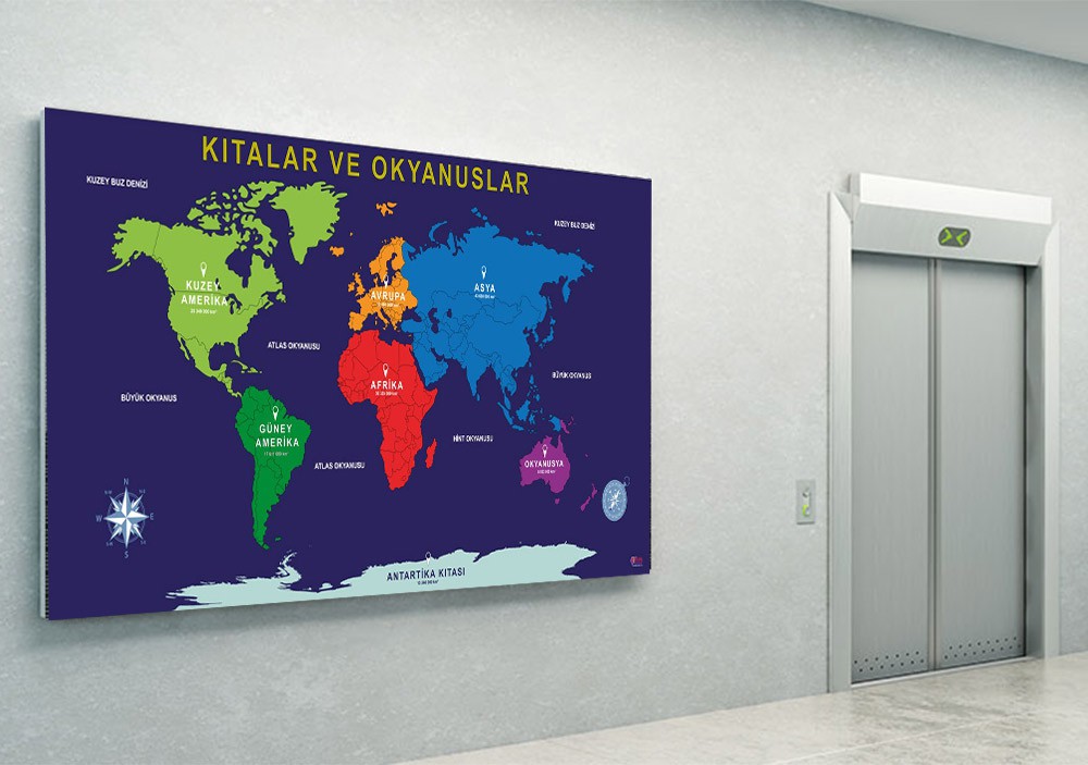 KITALAR VE OKYANUSLAR Okul Posteri
