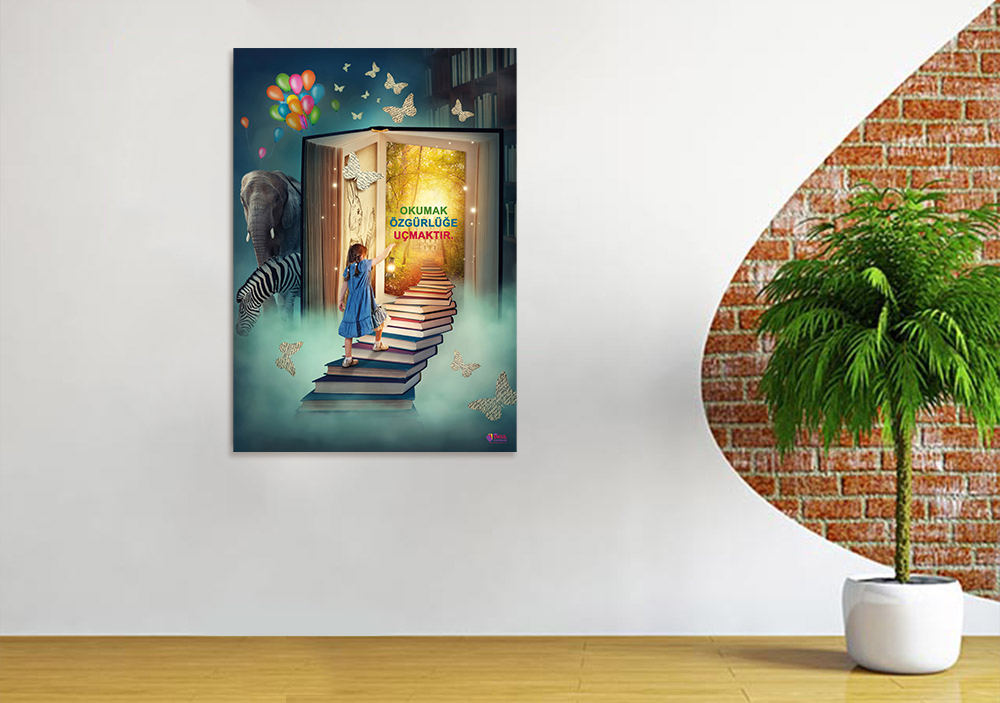 Kitap ve Çocuk Okul Posteri