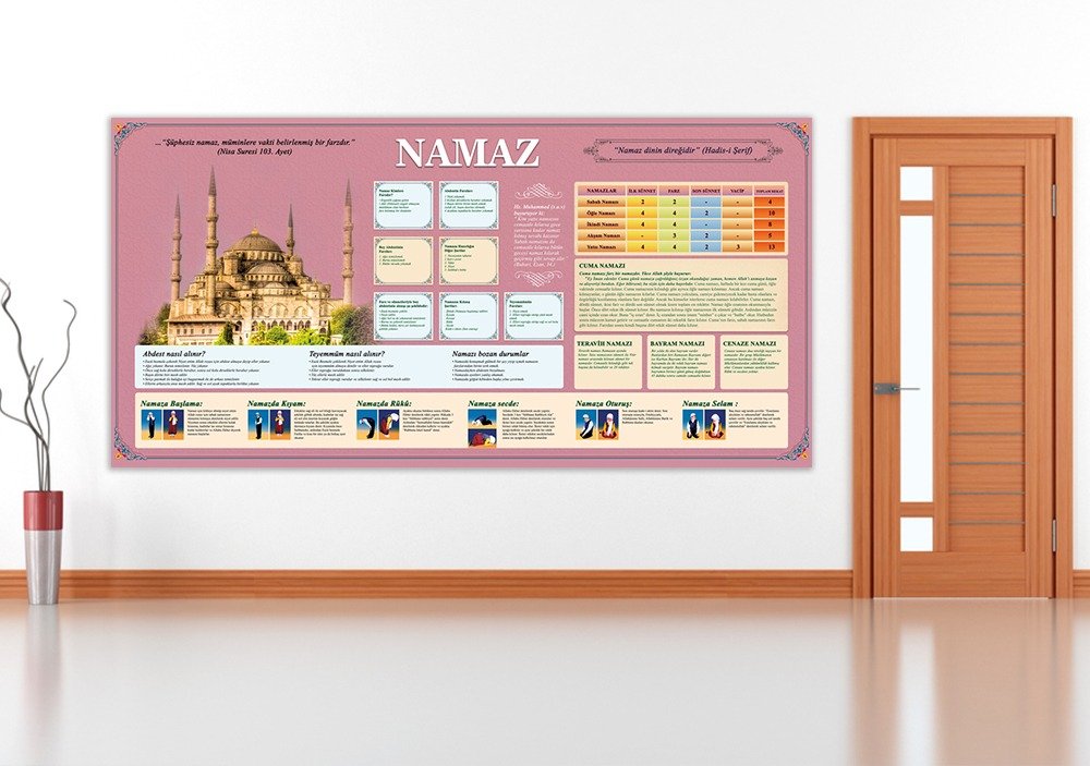 NAMAZ OKUL POSTERİ PEMBE