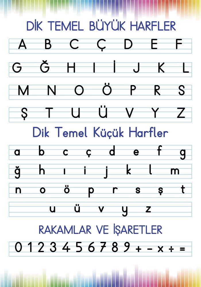 Dik Temel Harfler Okul Posteri