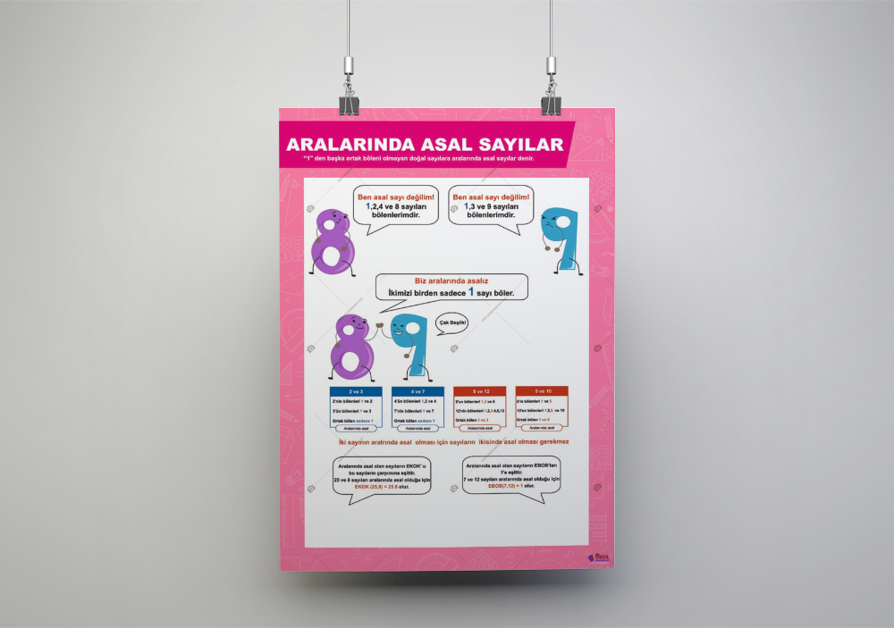 Aralarında Asal Sayılar Matematik Posteri