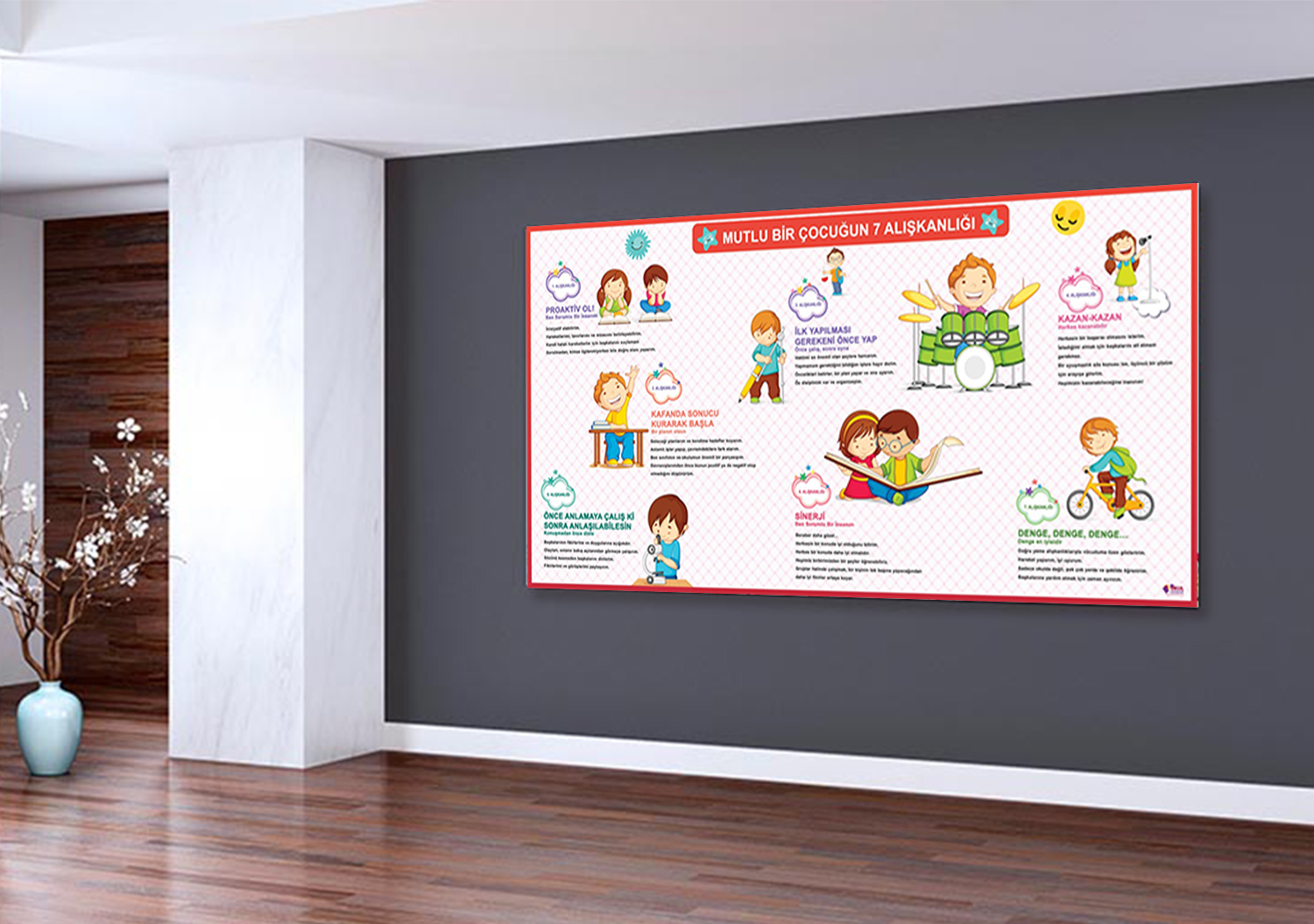 Mutlu Bir Çocuğun 7 Alışkanlığı-2 Okul Posteri