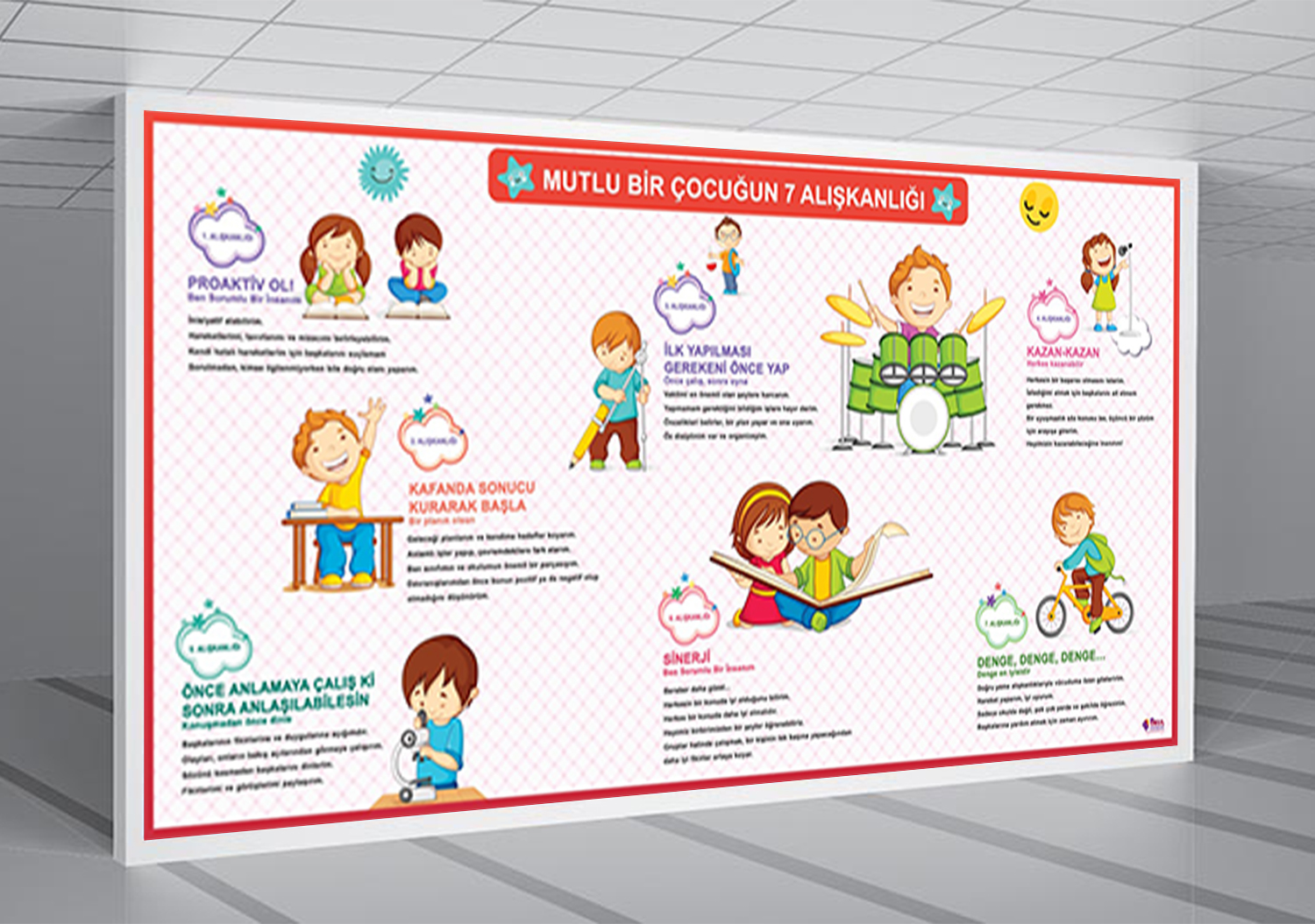 Mutlu Bir Çocuğun 7 Alışkanlığı-2 Okul Posteri