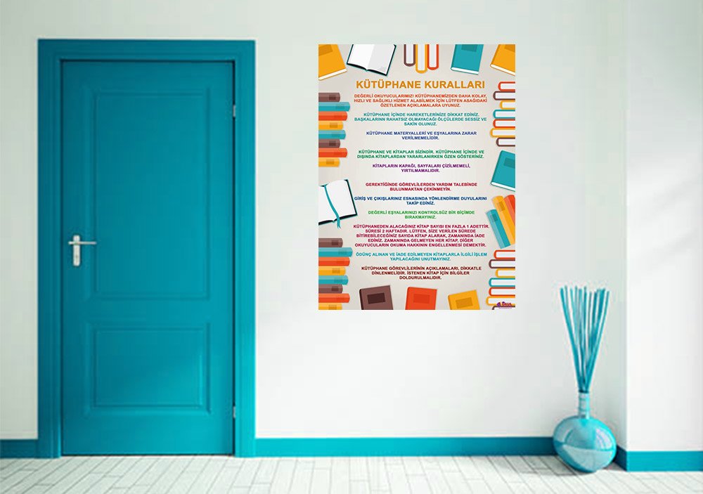 Kütüphane Kuralları Okul Posteri