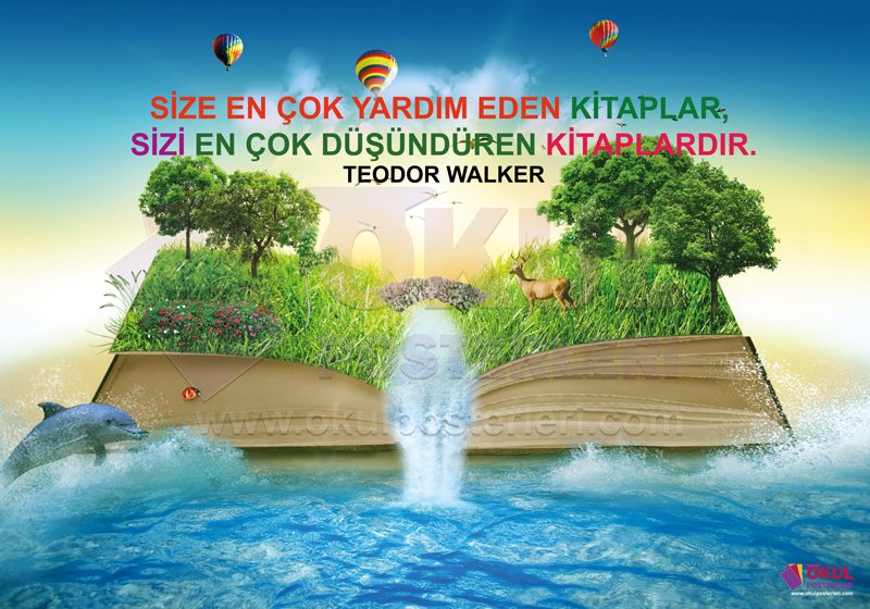 Kitap Okuma 1 Okul Posteri