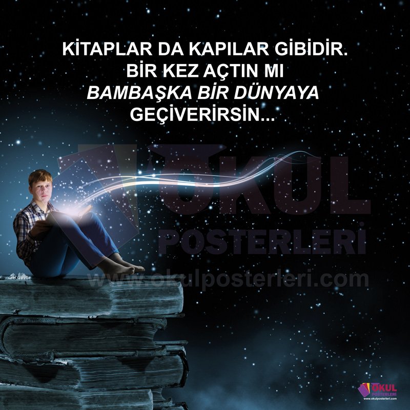 Kitap Okuma 5 Okul Posteri