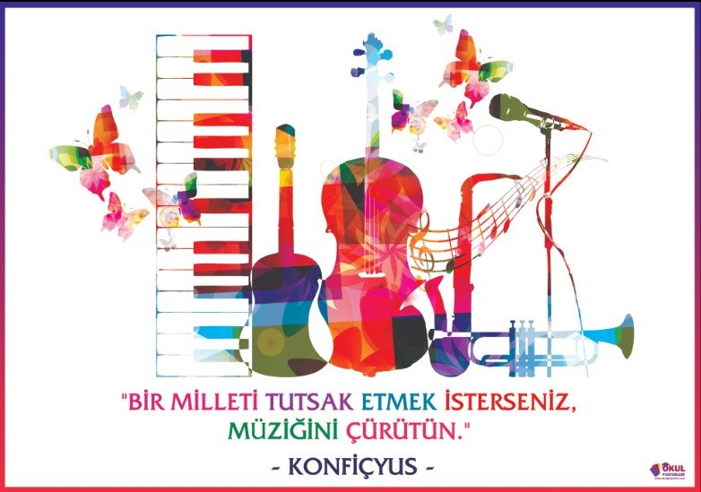 Müzik Vecize Konfiçyus Okul Posteri