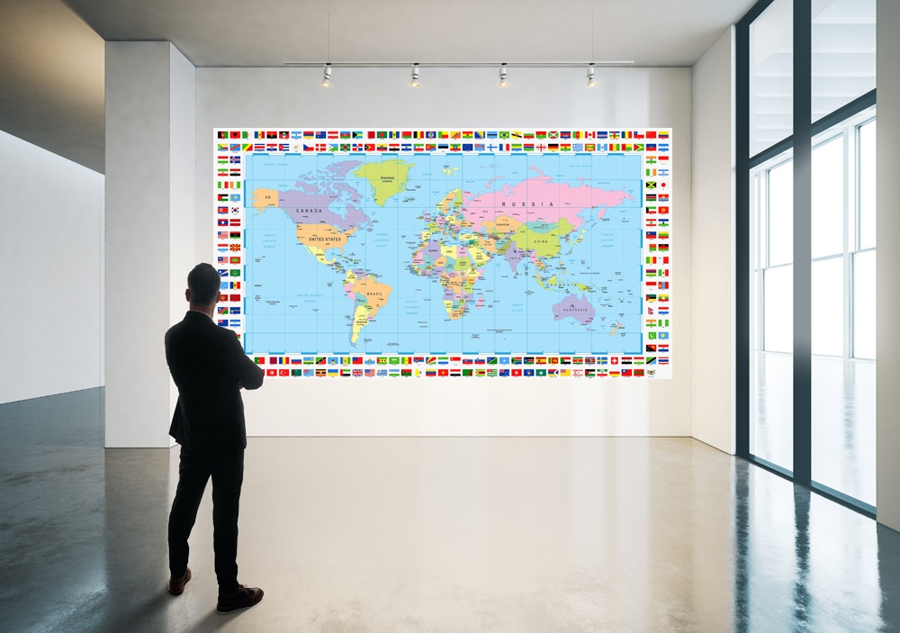 Dünya Siyasi Haritası 4 Okul Posteri