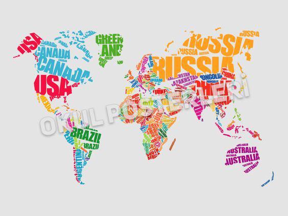 Dünya Haritası Renkli Okul Posteri