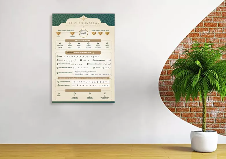 Tecvid Kuralları Arapça Okul Posteri
