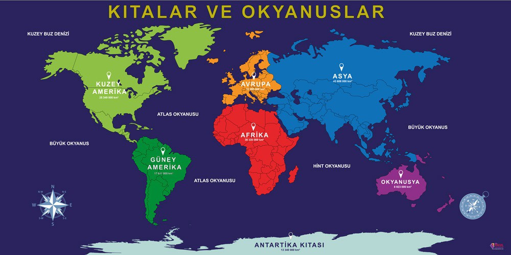 KITALAR VE OKYANUSLAR Okul Posteri