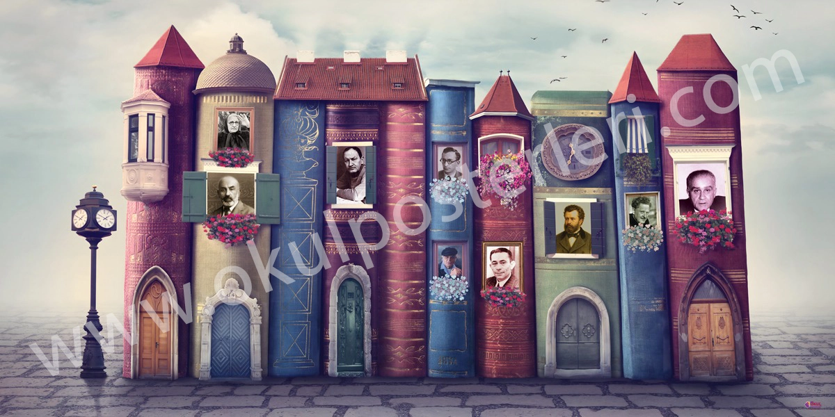 Her Kitap Bir Yuva: Edebiyatın Öncüleri Okul Posteri
